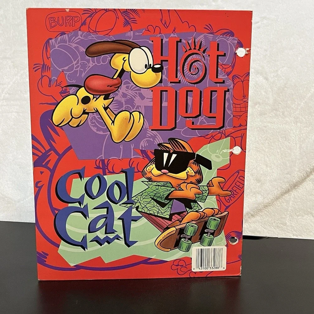 Garfield Odie PAWS 3 Ring Binder Pocket Folders Jim Davis School Lot 3 Vintage